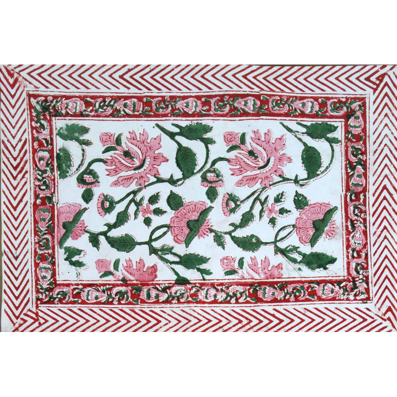 Ensemble de quatre napperons en coton à motif floral