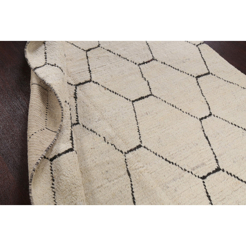 Moroccan One-of-a-Kind 6'1" X 10'2" Wool Area Rug in Ivory