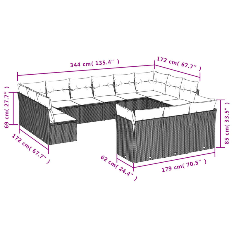 Ensemble de canapé de jardin Vidaxl beige