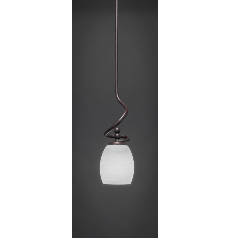Mini-luminaire suspendu Skypark avec fini en granit foncé et verre de lin 5 po, Lin blanc