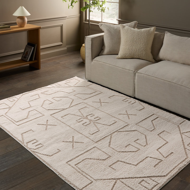 Tapis beige / brun , Rectangle 6 pi 3 po x 9 pi 6 po