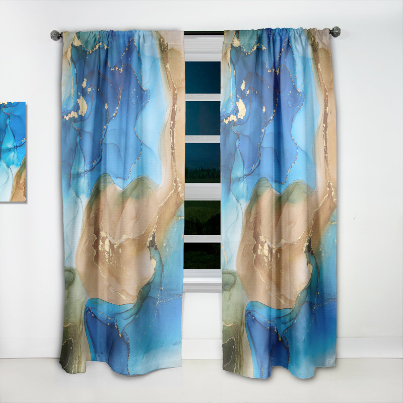 Panneau de rideau simple semi-diaphane avec passe-tringle Abstract, 52" W x 120" L