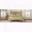 Lit plateforme double en bois de style rétro avec tête de lit en forme de gourde-129501858