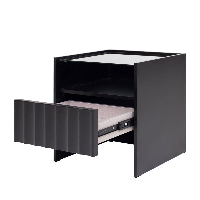 Charday 40cm W Metal Bedside Table, Black