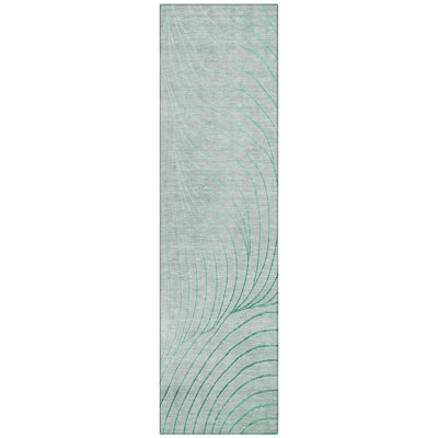 Machine Washable Indoor/Outdoor Xhevrie Mint Rug