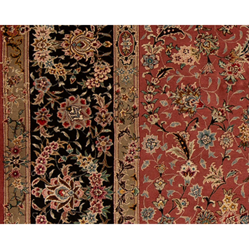 Tapis rose et noir noué à la main de haute qualité