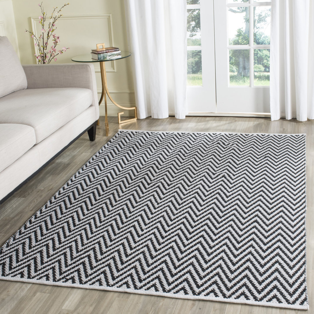 Haqeem Hand Woven Cotton Chevron Rug Ebern Designs Rug 