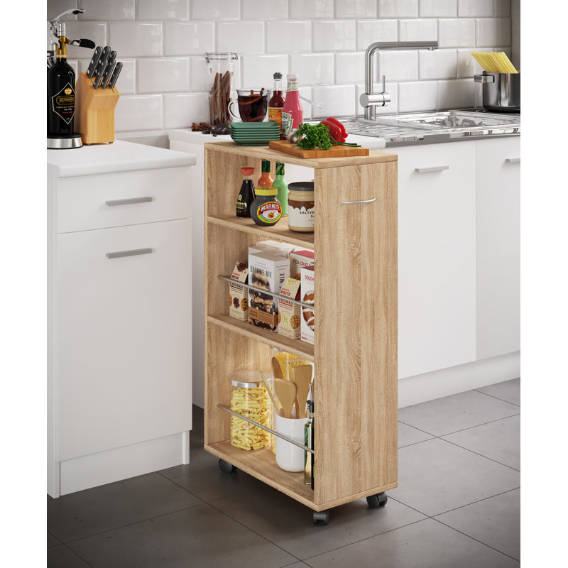 Quashun Wood Kitchen Cart, Light beech
