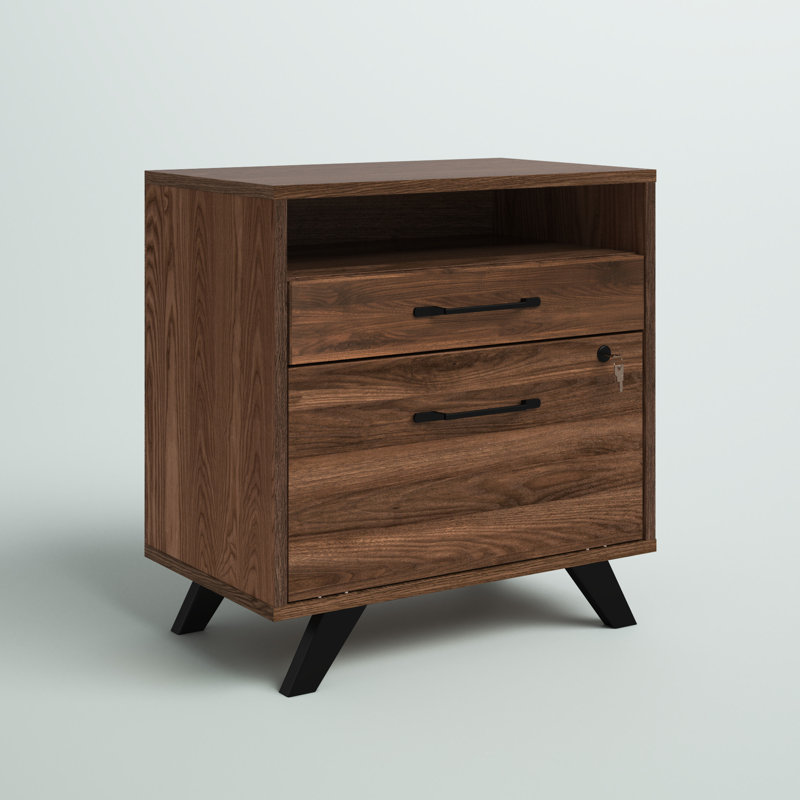 Boneita 29'' Wide 2 -Drawer File Cabinet, Natural Walnut