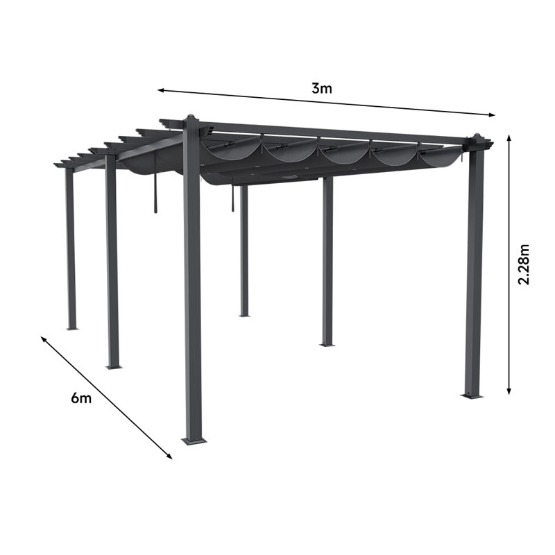 Dakota Fields 300cm D Polyester Cover Retractable Freestanding Awning, 228cm H x 600cm W x 300cm D