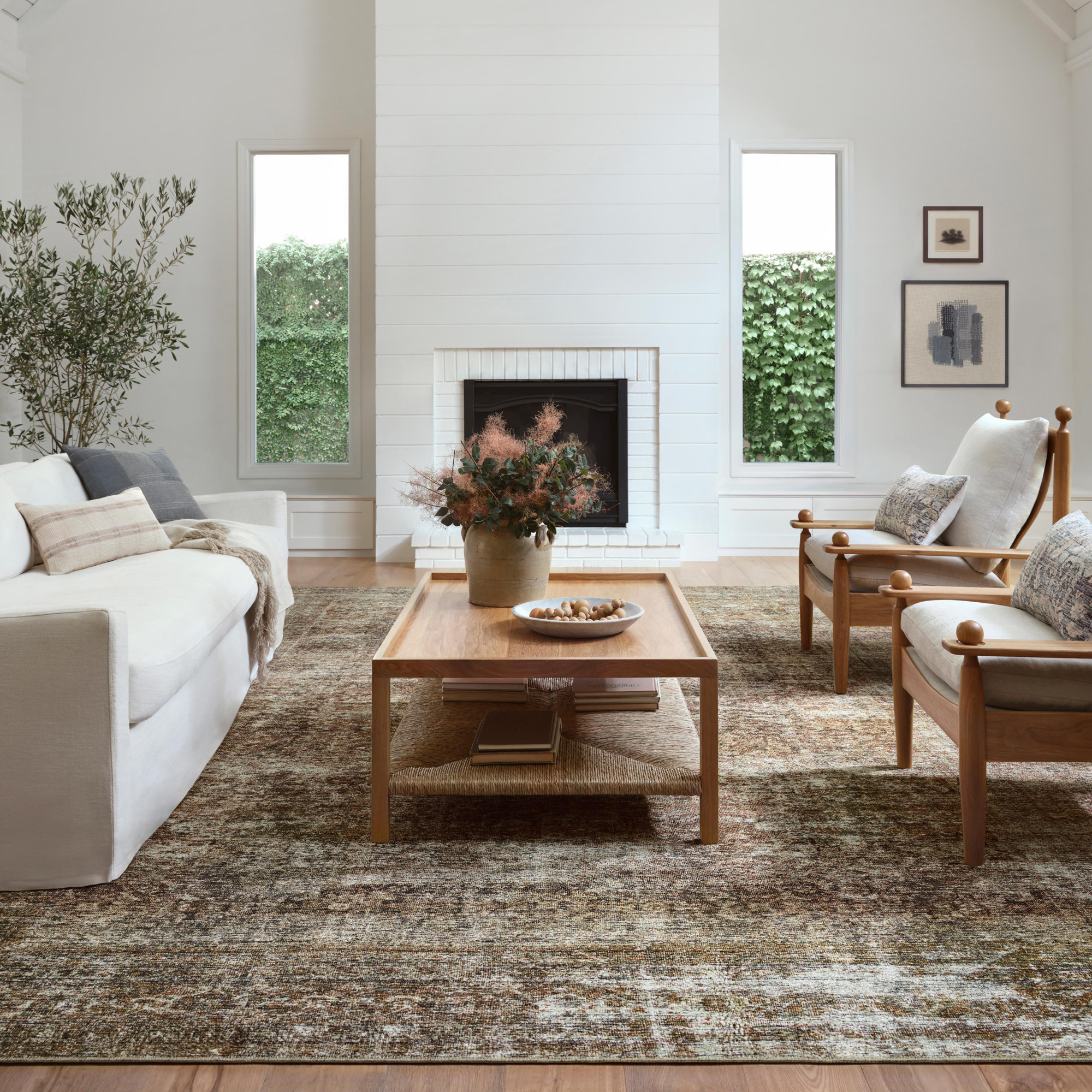 Amber Lewis x Loloi Billie Oriental Tobacco/Rust Area Rug, Rectangle 6' x 9'