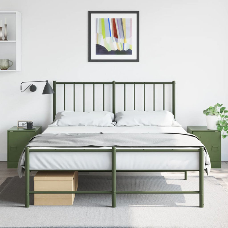 66 34.5cm W Steel Bedside Table, Olive Green, Set of 2