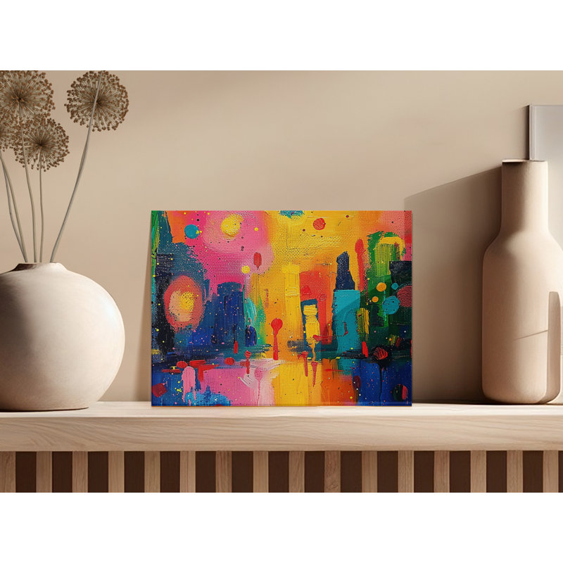 Abstract Wall Art, Cityscape Canvas Print, Modern Home Decor, Vibrant Painting, Living Room Art, Gift Idea, Ready to Hang