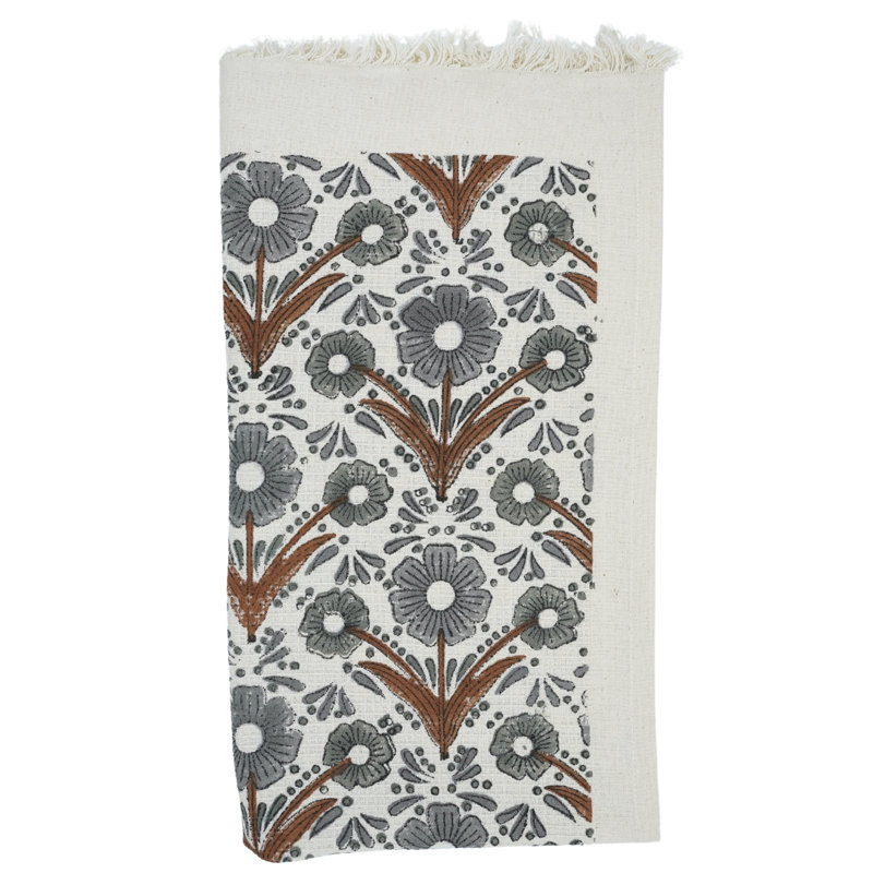 Fabdivine Hand Block Print Cotton Waffle Hand Towels - Sustainable, Soft, and Beautiful Towels for Every Home (Vanshika, Brown)