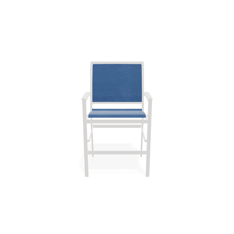 Chaise de café empilable en aluminium Bazza, Neige, Cobalt 35D Sunbrella®