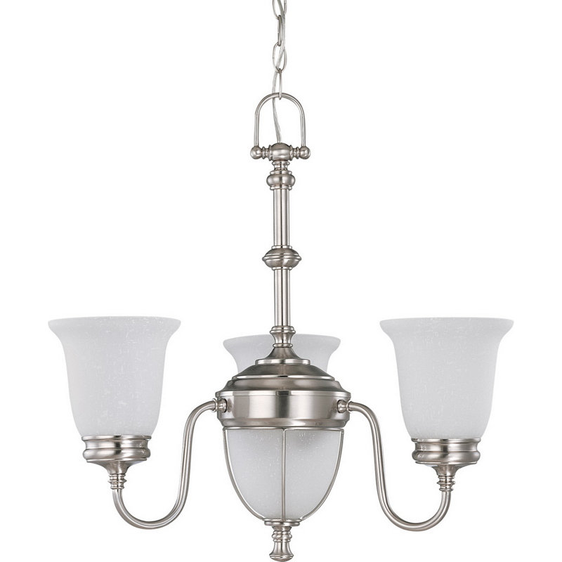 Lustre 5 lumières à abat-jour Ovalle, Nickel, Givré