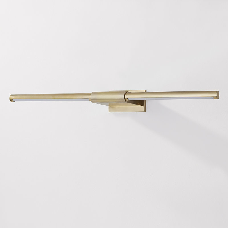 Lampe pour tableau 1 lumière Jerome, Laiton vieilli, H 3 po x l 30 po x P 6,75 po