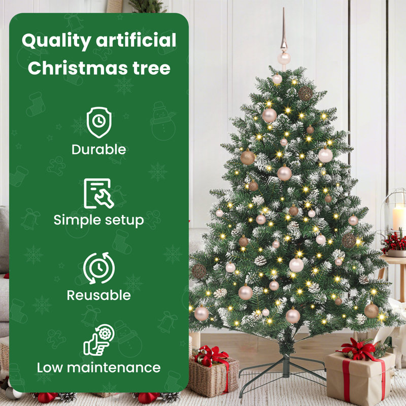 vidaXL Artificial Christmas Tree with Stand Green, 4.92 ft, Pink