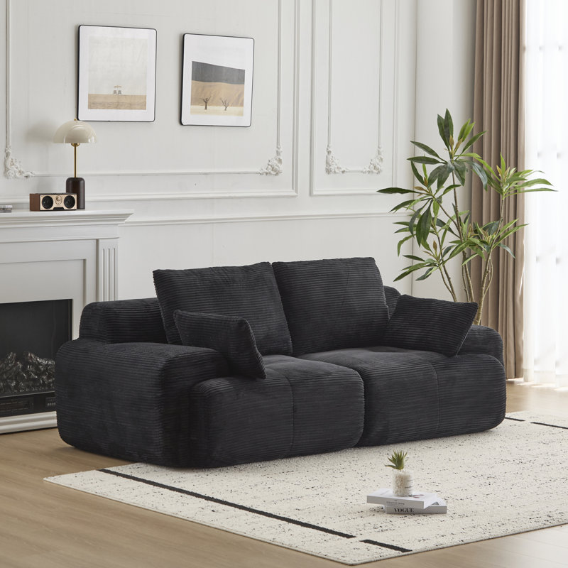 Canapé 84,25 po Corduroy, Noir