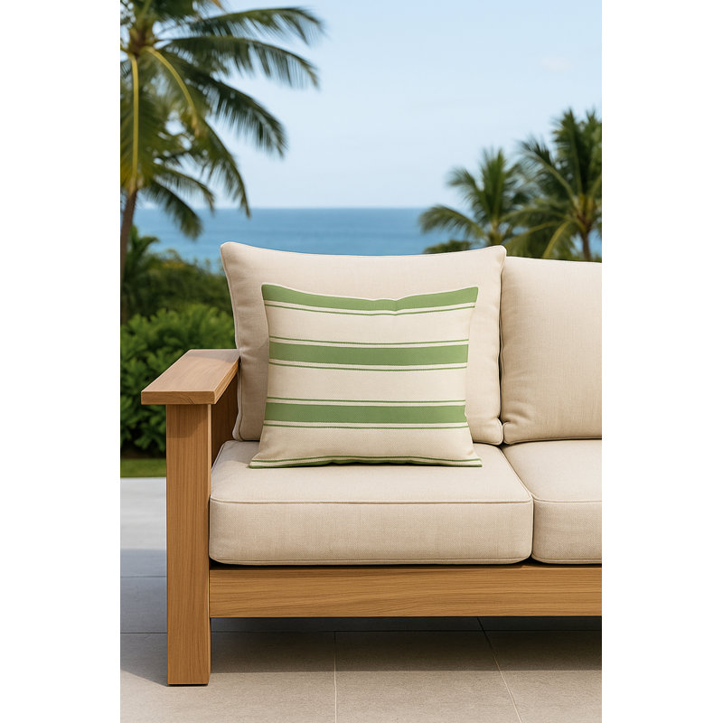 Classic Grey Sail Stripe Indoor Outdoor Pillow 14x20, Black, Square 24", Polyester