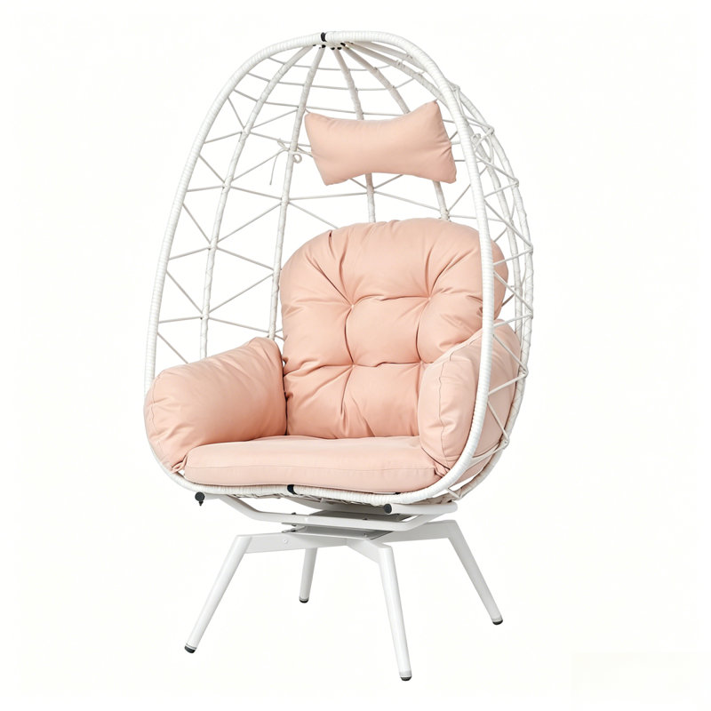 Fauteuil surdimensionné pivotant à 360 ° en rotin pour l'intérieur et l'extérieur avec coussins épais et amovibles