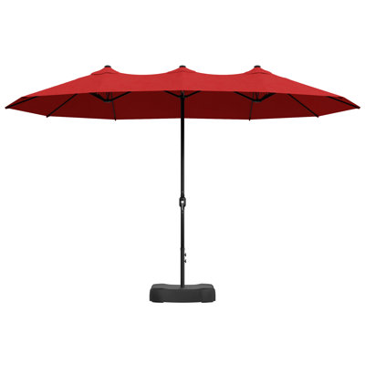 15Ft Big Double-Sided Patio Umbrella With Base