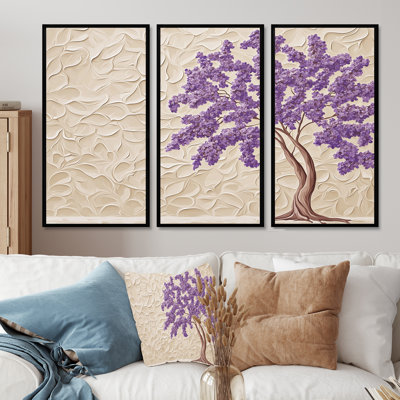 Adamas - arbre, jacaranda, ensemble de reproductions d'art mural