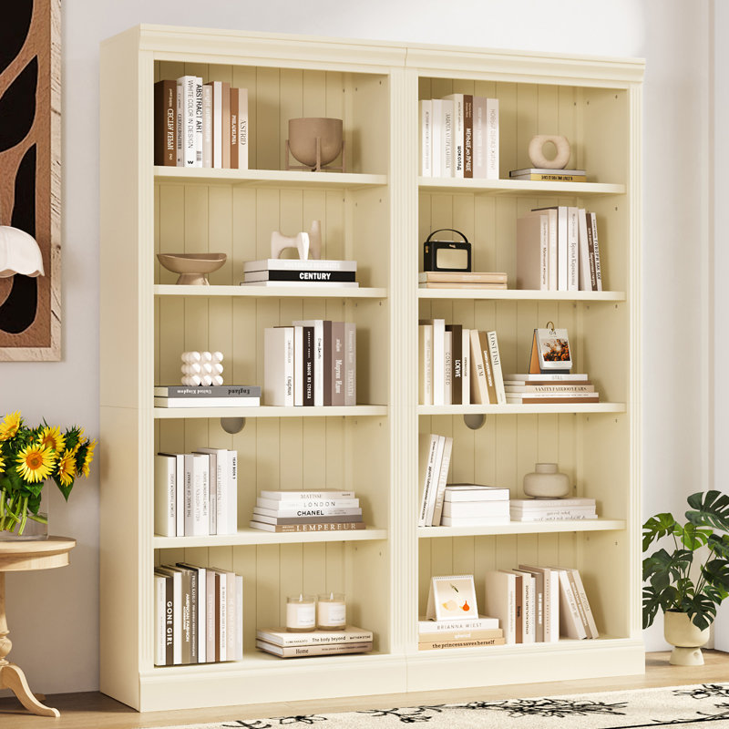 Bibliothèque de 83 po de hauteur avec bibliothèque lumineuse, Beige