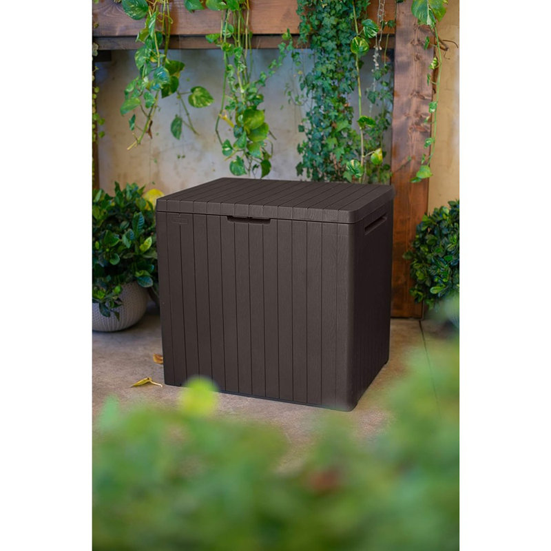 Boîte de rangement extérieure pour jardin en plastique pour meubles de patio - brun