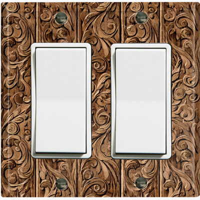 Brown Wood Flowers Tree Bark Print Nature Themed 2 - Gang Rocker Standard Wall Plate