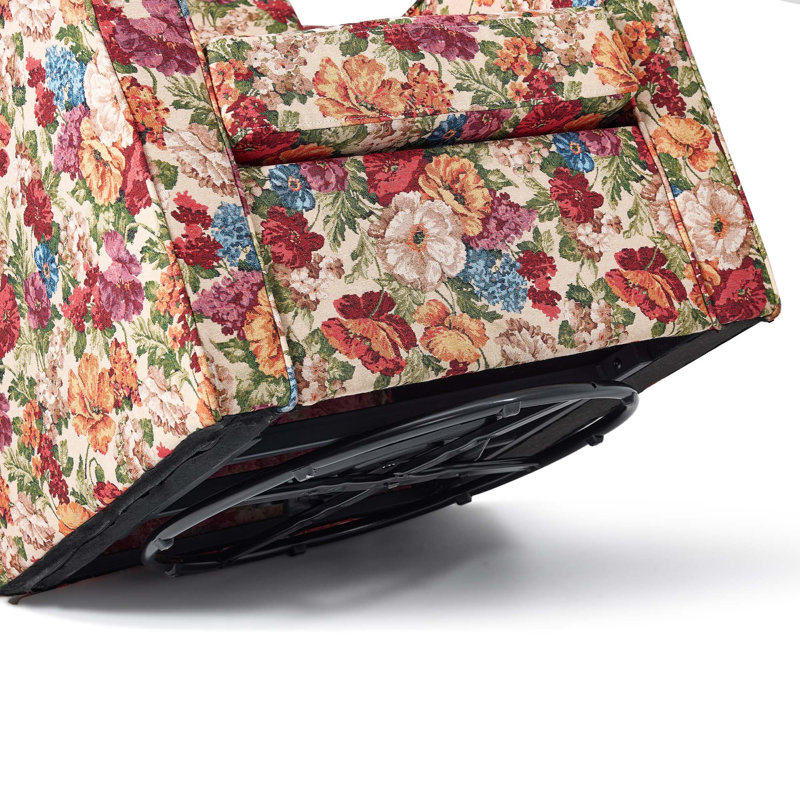 Upholstered Cotton Blend Swivel Armchair, Beige Floral