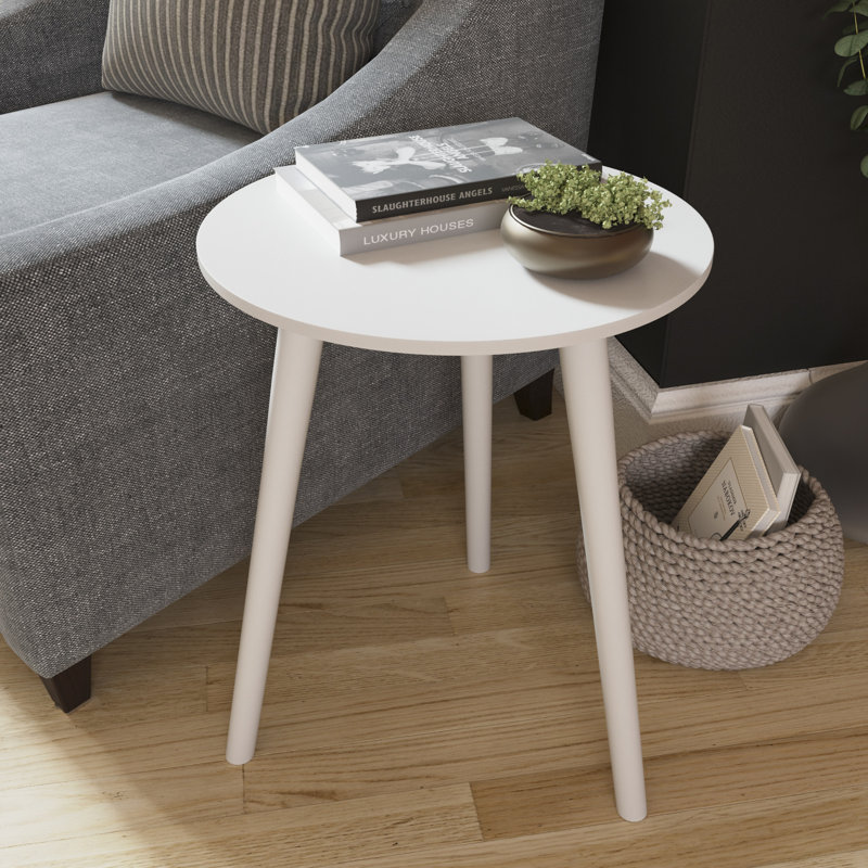 Saana End Table, Living Room Sofa Side Table, White