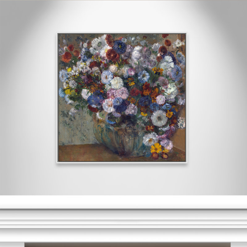«A Vase of Flowers» par Edgar Degas, H 37,5 po x l 37,5 po x P 2 po, Pas de tapis, Toile encadrée flottée blanche