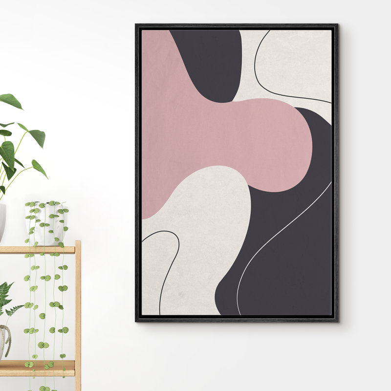 «Swirling Pink & Dark Shapes With Lines», cadre flottant, impression sur toile, H 24 po x l 16 po x P 1,5 po, Cadre noir