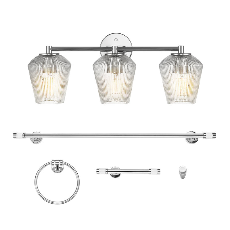 Éclairage pour meuble-lavabo à 3 lumières à intensité variable Watsonville, Chrome