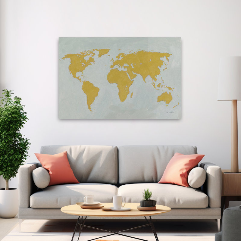 Monde - Continents - pays - gris, H 60 po x l 40 po