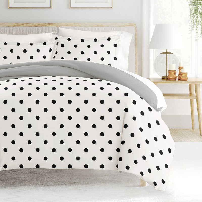 Patterned Ultra Soft 3 Piece Duvet Cover Set - Serenity, Painted Polkadot Light Gray, King/Cal-King