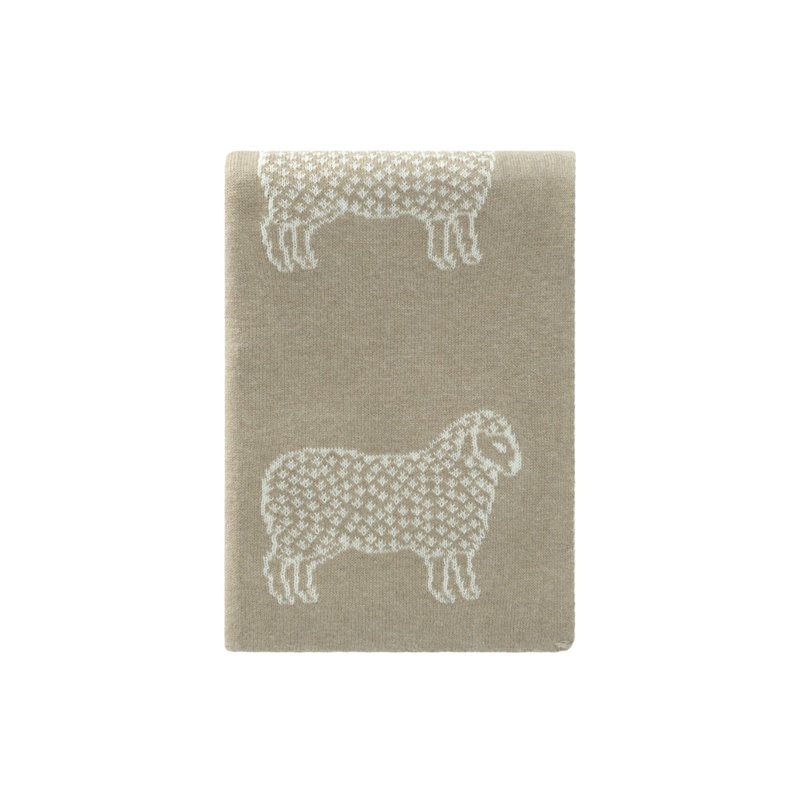 Beige Sheep Knitted Throw
