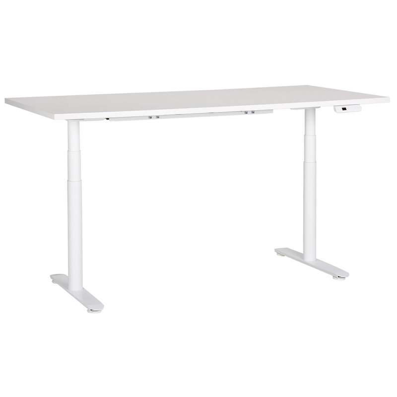 Garrey Adjustable Metal Base Standing Desk, White, White, 132cm H x 180cm W x 80cm D