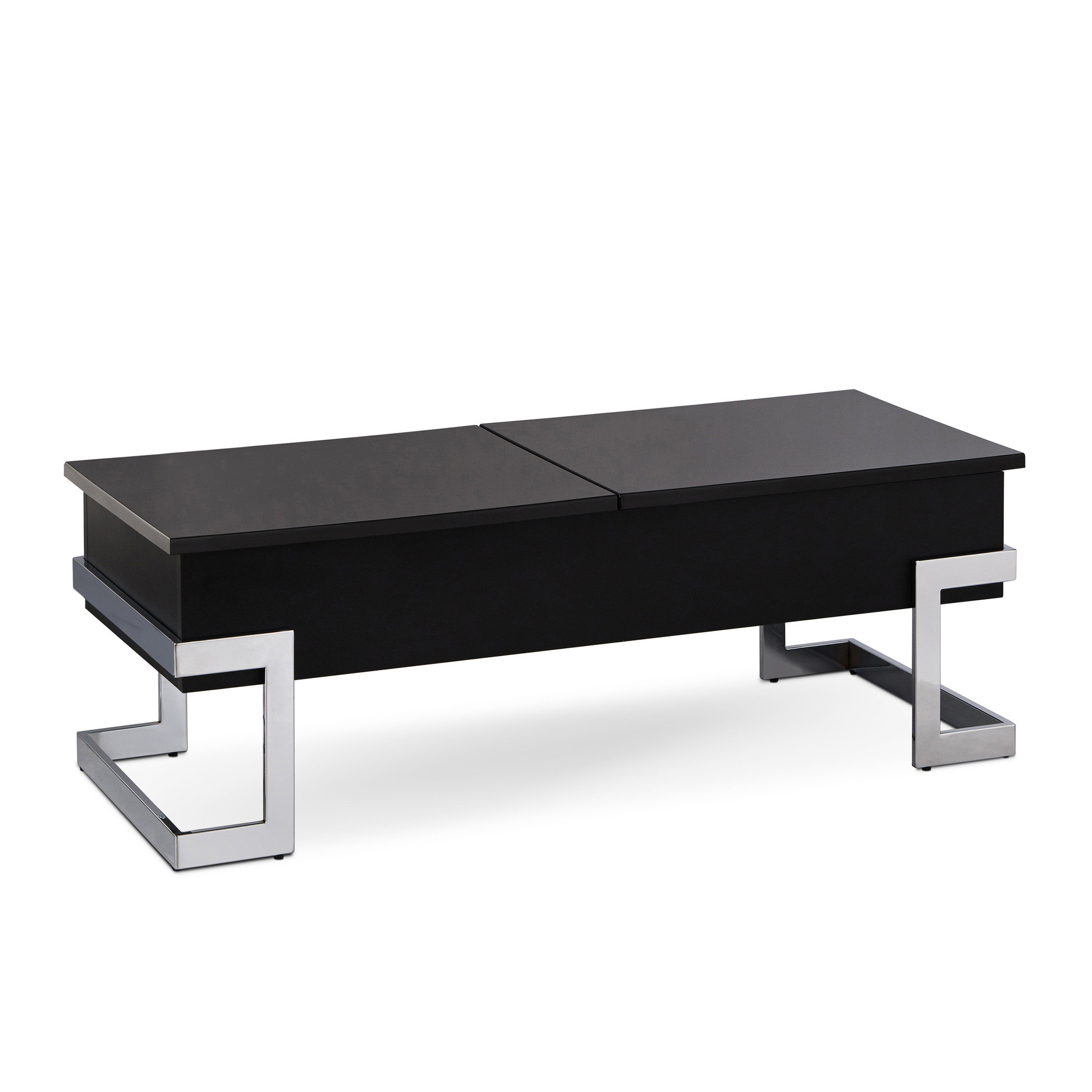 Brayden Studio Rectangular Coffee Table With Top And Black Glossy ...