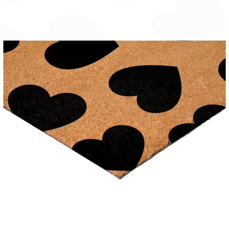 Mini Hearts Doormat, Black, 24" W x 36" L