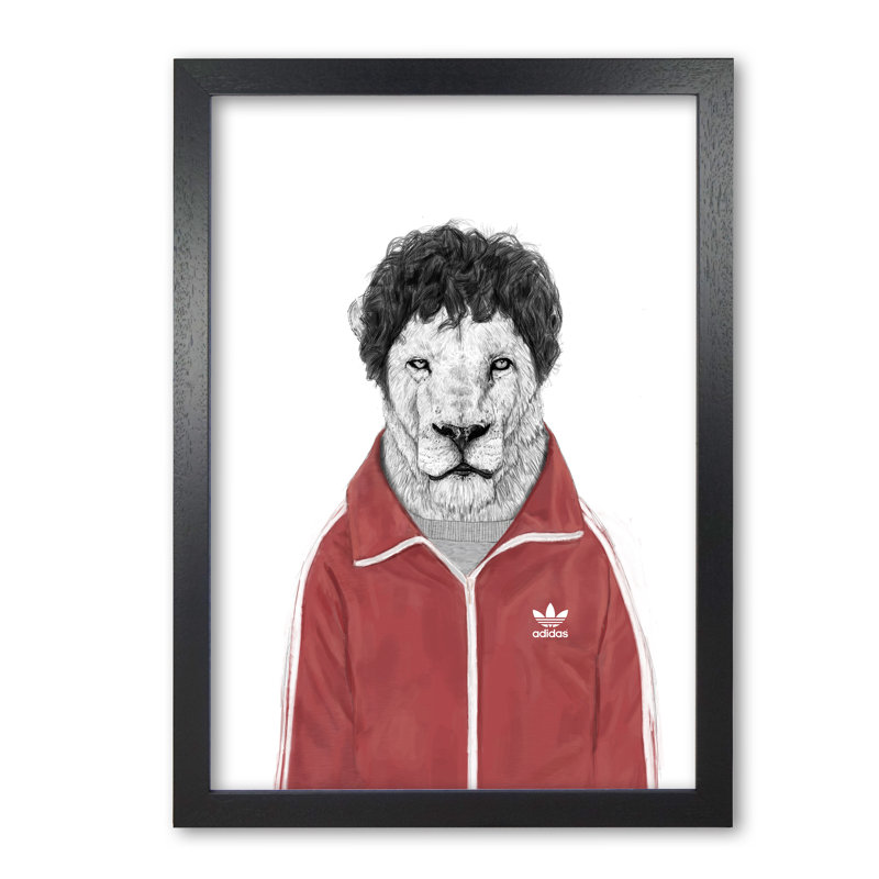 Chas Lion by Mercedes Lopes Charro - Print, 59.4 cm H x 42 cm W x 5 cm D, Black Grain
