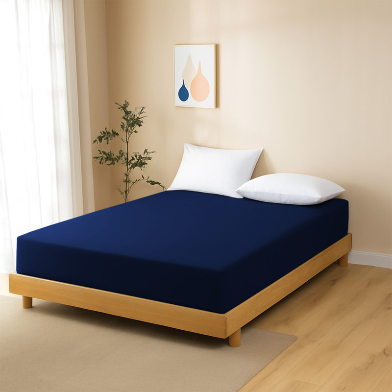 40 cm Soft Brushed Microfiber Extra Deep Fitted Sheet, Double (4'6), Navy
