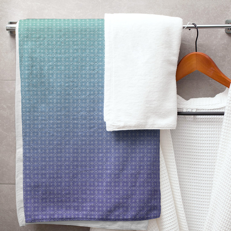 Serviette de bain napperon, Vert/Indigo