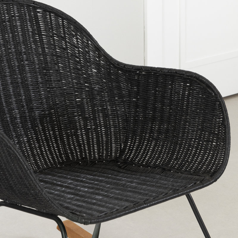 Chaise berçante inclinable Balta, Rotin noir
