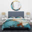 Ensemble de housse de couette en marbre or et bleu-101242194