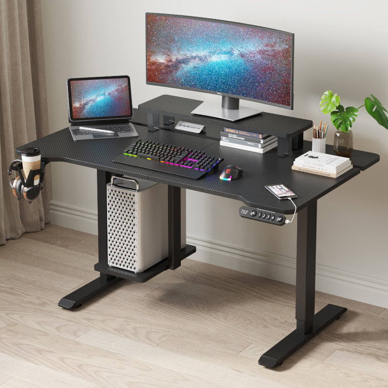 Bureau debout réglable avec stratifié, H 49 po x l 55 po x P 31,5 po, Black