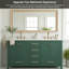 Meuble-lavabo 60 po, meuble-lavabo avec cadre en bois massif, comptoir autoportant avec 2 lavabos vert