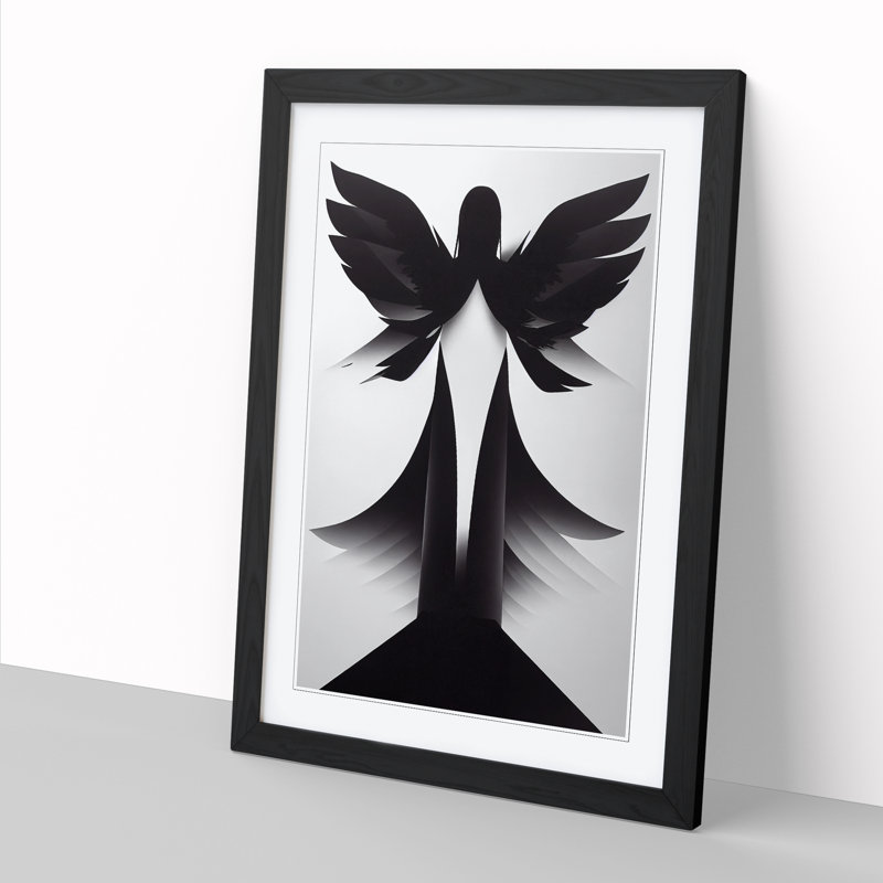 Striking Angel - Single Picture Frame Print, Black, 34cm H x 25cm W x 2cm D