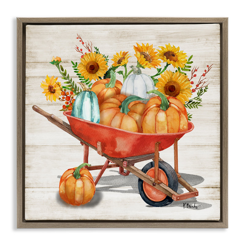 «Rustic Harvest Wagon» par Paul Brent, Cadre flottant orme Montalcino, H 18 po x l 18 po